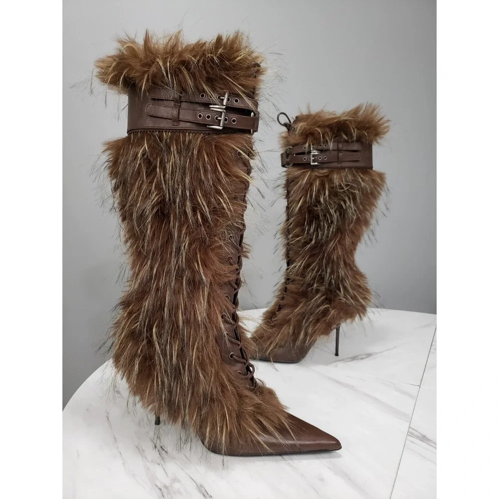 Dolls Kill Generation Kiss FAUX FUR boots steampunk BURNING MAN FESTIVAL RAVE